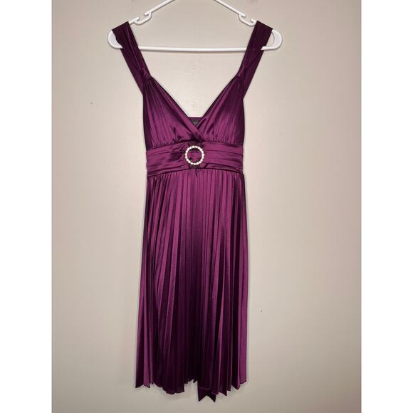2000s Y2K City Triangles Purple Fairy Whimsy Satin Babydoll Hoco Prom Dress S - Picture 1 of 5
